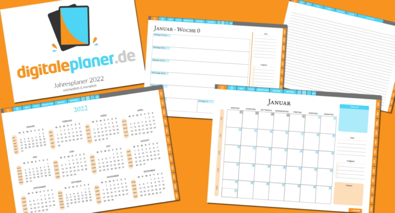 Digitaler Planer 2024 kostenlos als PDF für Goodnotes, Notability etc